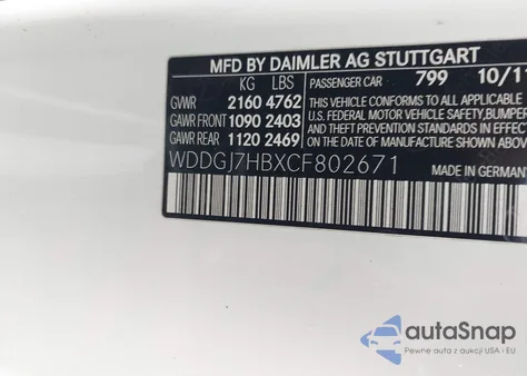 2012 Mercedes-Benz C 63 Amg z USA, uszkodzony, nr VIN WDDGJ7HBXCF802671